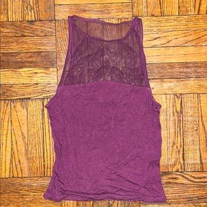 Garage Dark purple/ plum color part mesh tank top